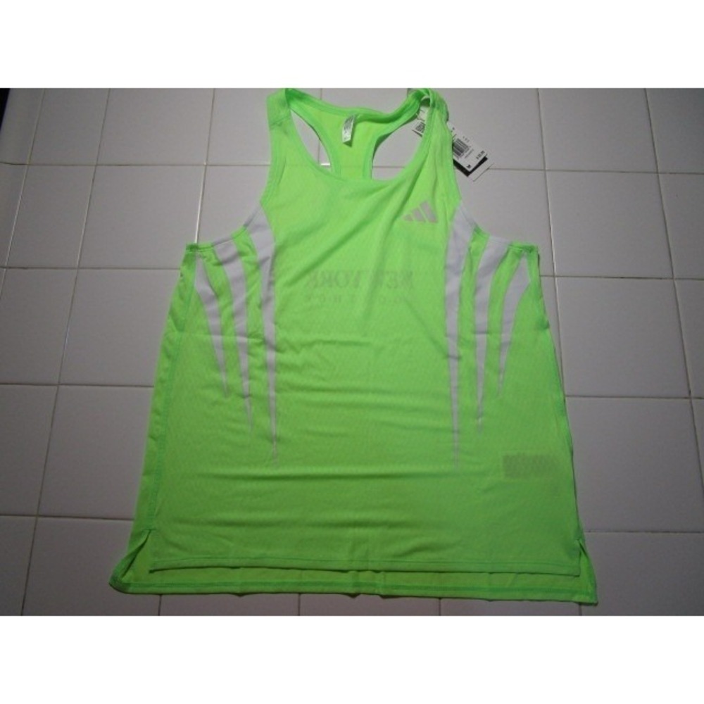 Adidas Adizero JY6998 New York Together Running Singlet Lime Burst Women's Large
